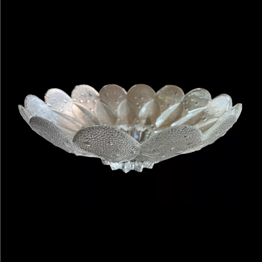 Vintage LAUSITZER Glas Ice Medea Dew Drop Leaf Crystal Bowl  10.5”Lausitzer